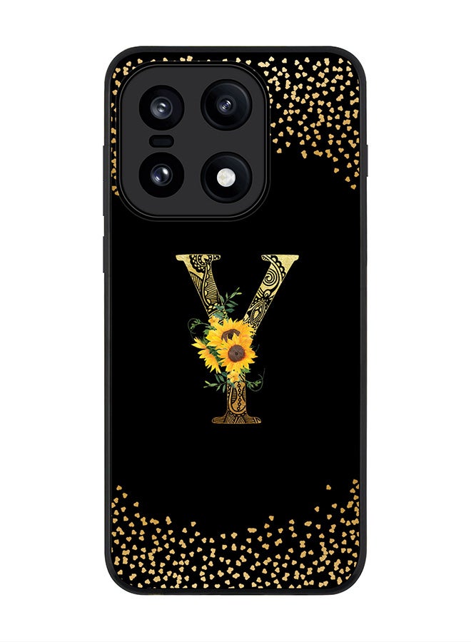 For OnePlus 15 Case,Slim fit Camera Protection, Shockproof Thin Phone cover  - Custom Floral Monogram - Y ( Black )